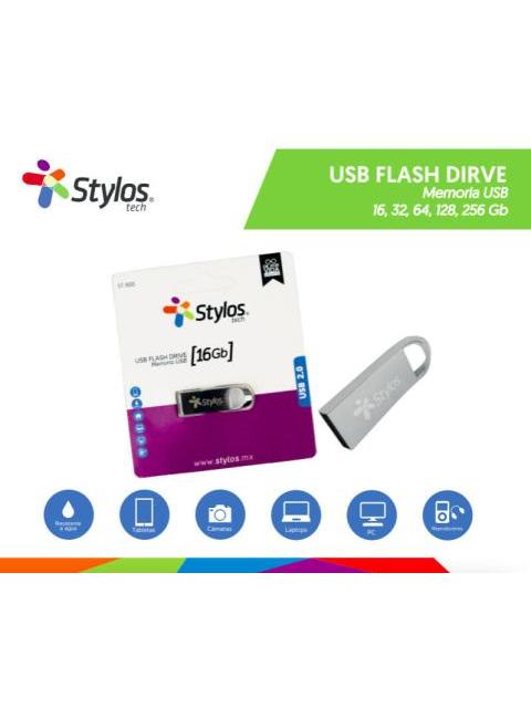 MEMORIA USB STYLOS ST500 16GB USB 2.0 PLATA