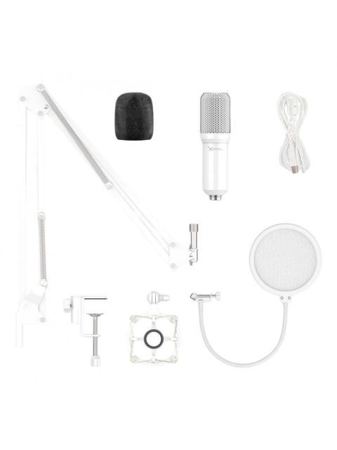 XZEAL KIT MICROFONO XZ-260 ALAMBRICO USB BLANCO - INCLUYE SOPORTE DE BRAZO Y FILTRO ANTI-POP