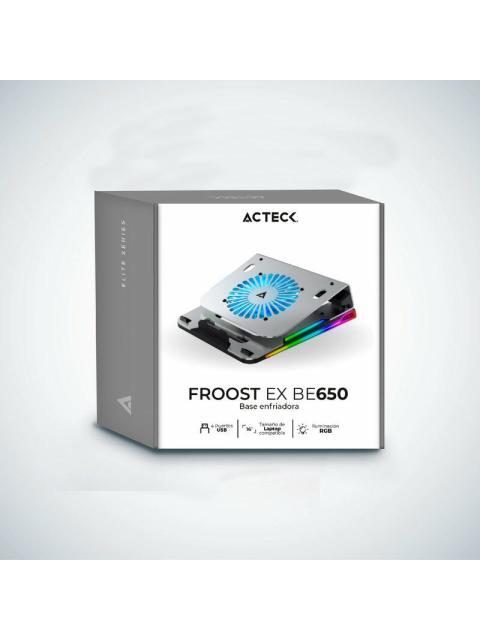 ACTECK BASE ENFRIADORA FROOST EX BE650 RGB PARA LAPTOP 16 CON 1 VENTILADOR NEGRO-PLATA