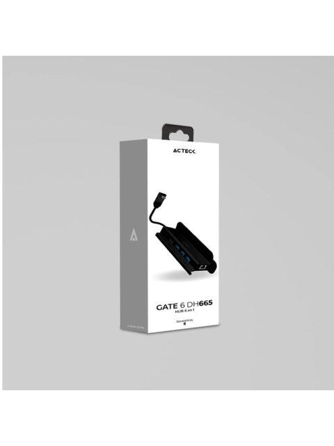 ACTECK HUB USB-C 1X HDMI 1X RJ45 3X USB 3.0 1X USB-C NEGRO
