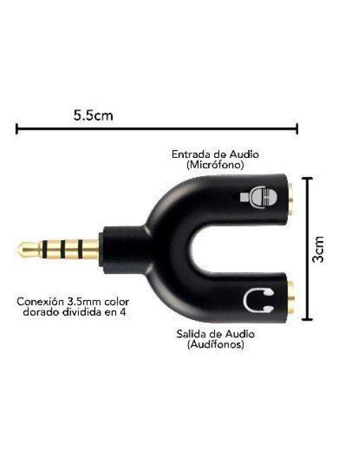 ADAPTADOR BROBOTIX CONECTOR STEREO Y A 3.5MM DUAL HEMBRA NEGRO 181802-2