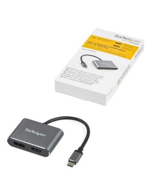 STARTECH  USB C MACHO - HDMI-DISPLAYPORT HEMBRA NEGRO-GRIS