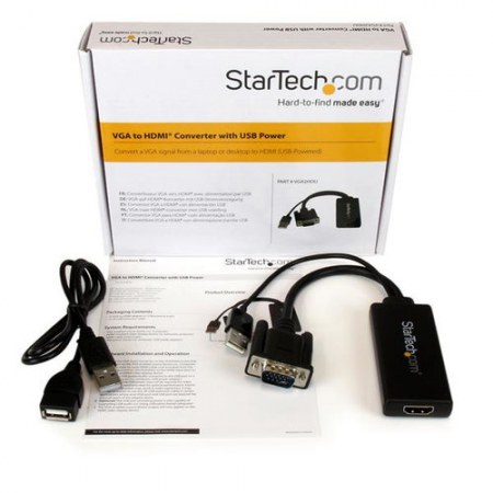 STARTECH  ADAPTADOR VGA-USB MACHO - HDMI HEMBRA 25CM NEGRO