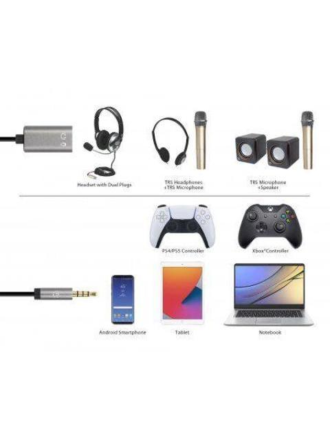 ADAPTADOR DE AUDIO MANHATTAN 3.5MM MACHO - 3.5MM HEMBRA DOBLE ENTRADA 20CM PLATA - NEGRO 356107
