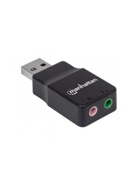 MANHATTAN CONVERTIDOR USB A AUDIO NEGRO