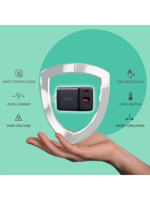 ADATA CARGADOR DE PARED CHARGERU 35W 9V 1 X USB-A 1 X USB-C