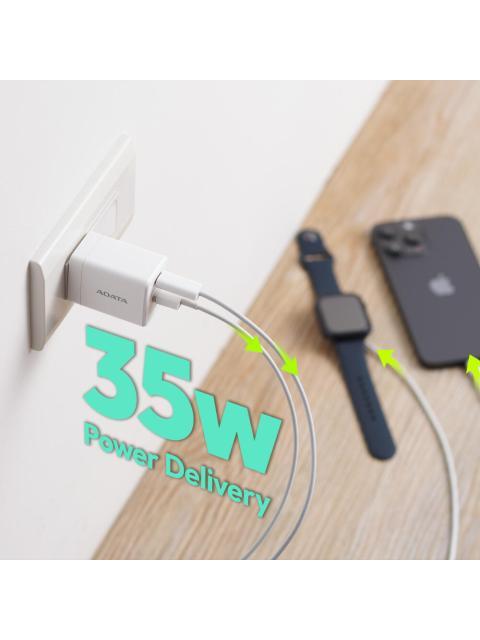 ADATA CARGADOR DE PARED CHARGERU 35W 9V 1 X USB-A 1 X USB-C
