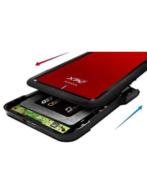ADATA GABINETE DE DISCO DURO EX500 2.5 SATA III USB 3.1 NEGRO-ROJO