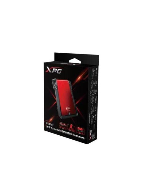 ADATA GABINETE DE DISCO DURO EX500 2.5 SATA III USB 3.1 NEGRO-ROJO
