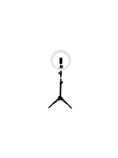 GAME FACTOR ARO DE LUZ LED PARA CELULAR CON TRIPIE LRG300 10 FRIO-NEUTRO-CALIDO NEGRO