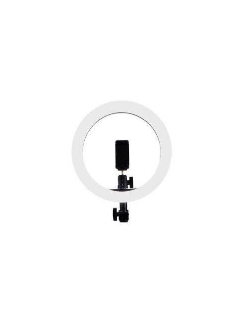 GAME FACTOR ARO DE LUZ LED PARA CELULAR CON TRIPIE LRG300 10 FRIO-NEUTRO-CALIDO NEGRO