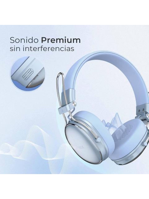 AUDIFONOS INALAMBRICOS BLUETOOTH LUXE CHIC HP710 ACTECK ELITE SERIES DURACION DE BATERIA HASTA 30H COLOR AZUL. AC940917