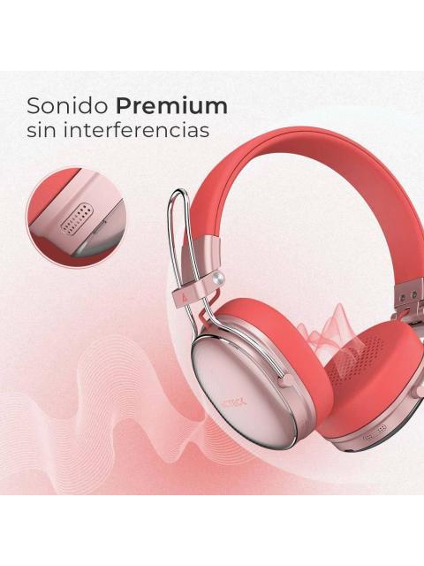 AUDIFONOS INALAMBRICOS BLUETOOTH LUXE CHIC HP710 ACTECK ELITE SERIES DURACION DE BATERIA HASTA 30H COLOR SALMON. AC940894