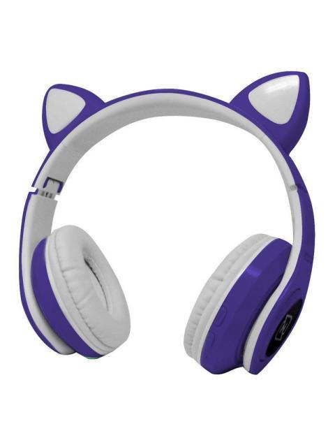 AUDIFONOS ONEAR BLUETOOTH NBH07 CON OREJAS LUZ RGB RADIO FM MICRO SD 3.5MML MANOS LIBRES MORADO