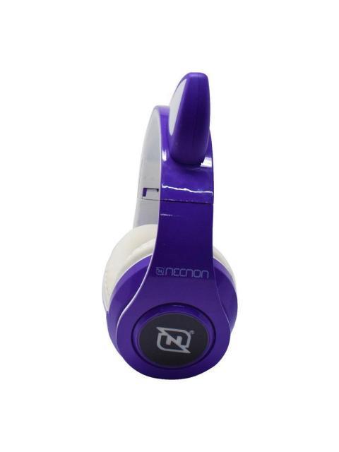 AUDIFONOS ONEAR BLUETOOTH NBH07 CON OREJAS LUZ RGB RADIO FM MICRO SD 3.5MML MANOS LIBRES MORADO