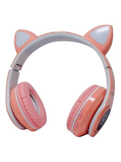 AUDIFONOS ONEAR BLUETOOTH NBH07 CON OREJAS LUZ RGB RADIO FM MICRO SD 3.5MML MANOS LIBRES ROSA
