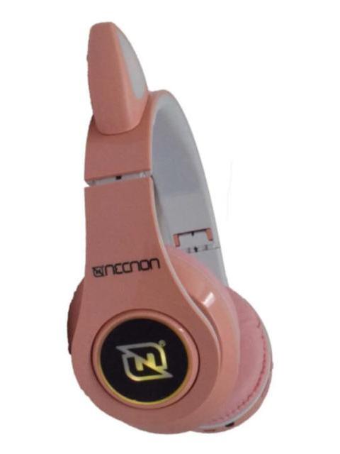 AUDIFONOS ONEAR BLUETOOTH NBH07 CON OREJAS LUZ RGB RADIO FM MICRO SD 3.5MML MANOS LIBRES ROSA
