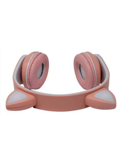 AUDIFONOS ONEAR BLUETOOTH NBH07 CON OREJAS LUZ RGB RADIO FM MICRO SD 3.5MML MANOS LIBRES ROSA