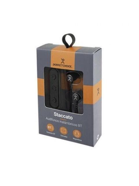 PERFECT CHOICE AUDIFONOS INTRAURICULARES CON MICROFONO STACCATO INALAMBRICO BLUETOOTH USB NEGRO