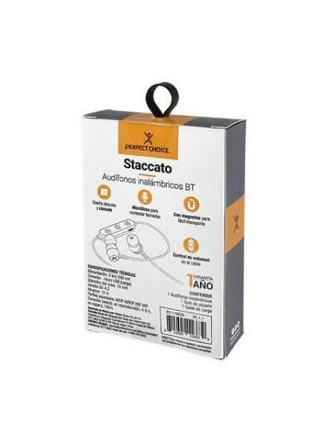 PERFECT CHOICE AUDIFONOS INTRAURICULARES CON MICROFONO STACCATO INALAMBRICO BLUETOOTH USB NEGRO