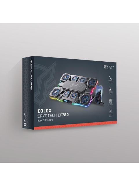 BALAM RUSH BASE ENFRIADORA EOLOX CRYOTECH EF780 PARA LAPTOP 17 CON 9 VENTILADORES NEGRO