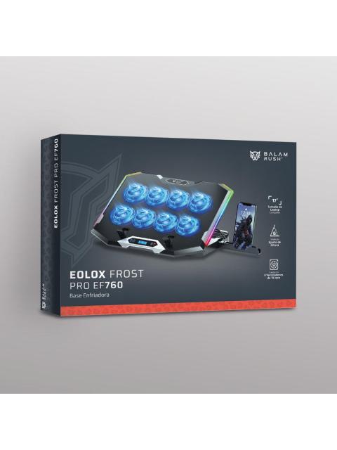 BALAM RUSH BASE ENFRIADORA EOLOX FROST PRO EF760 PARA LAPTOP 17 CON 8 VENTILADORES NEGRO
