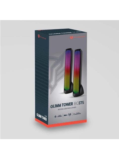 BALAM RUSH BOCINA GAMER PARA COMPUTADORA GLIMM TOWER BG575 BLUETOOTH ALAMBRICO-INALAMBRICO 2.0 10W RMS NEGRO - 2 PIEZAS