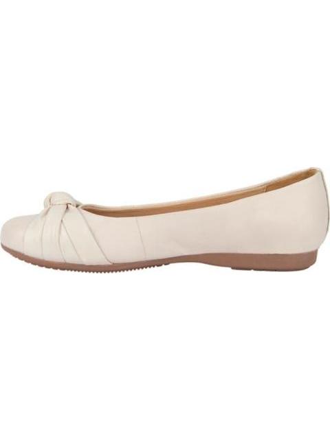 BALLERINA DE PIEL CON MOÑO BEIGE/HUESO FLEXI