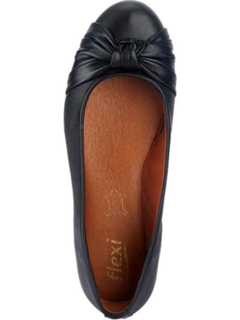 BALLERINA DE PIEL CON MOÑO NEGRO FLEXI