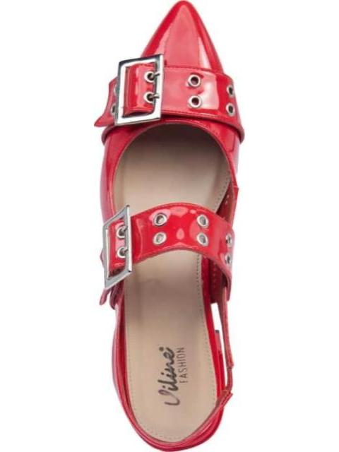 BALLERINA DESTALONADA CON HEBILLAS ROJO VI LINE FASHION
