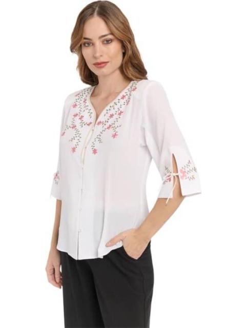 BLUSA BORDADA BLANCO PALOMA CARMIN