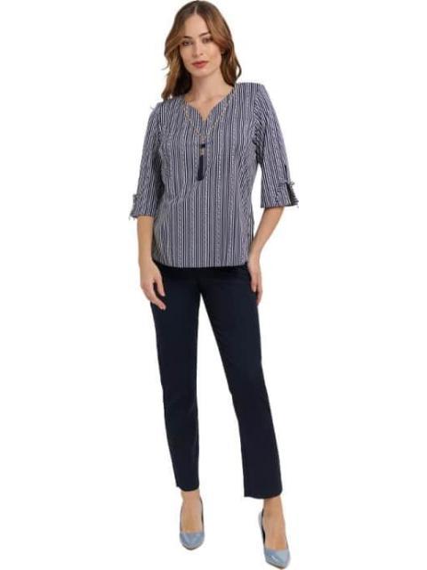 BLUSA CON ACCESORIO AZUL MARINO PALOMA CARMIN