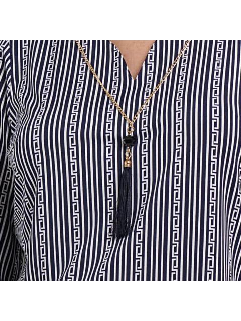 BLUSA CON ACCESORIO AZUL MARINO PALOMA CARMIN