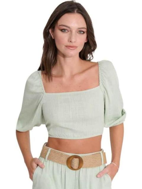 BLUSA CORTA DE LINO AZUL MENTA HOLLY LAND