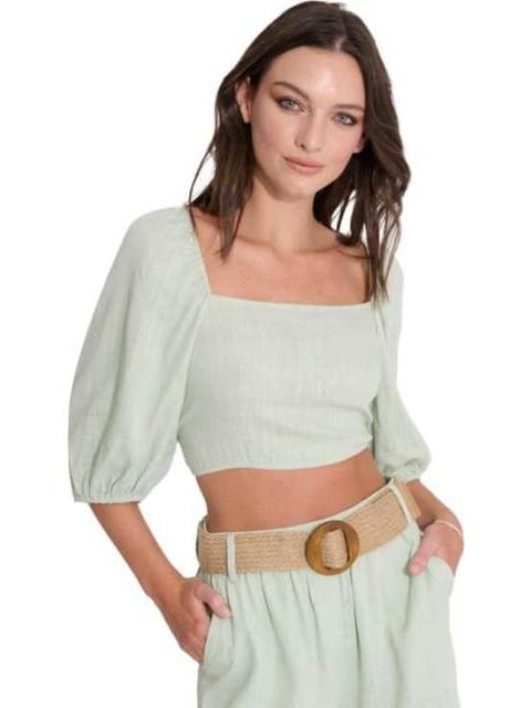 BLUSA CORTA DE LINO AZUL MENTA HOLLY LAND