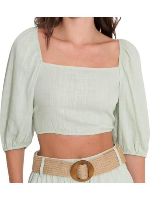 BLUSA CORTA DE LINO AZUL MENTA HOLLY LAND