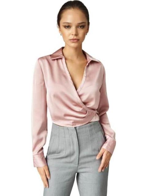 BLUSA CROP SATINADA PALO DE ROSA HOLLY LAND