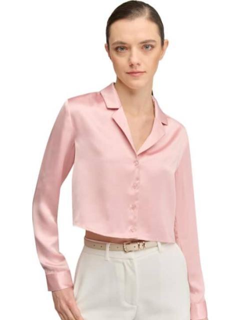 BLUSA CROP SATINADA PALO DE ROSA HOLLY LAND