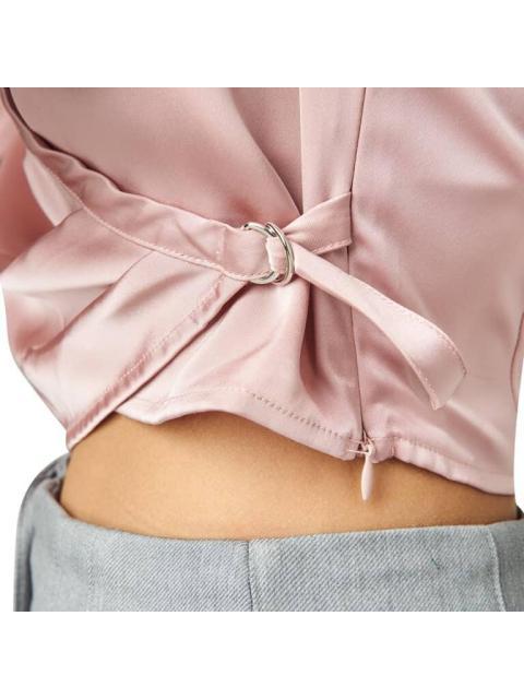 BLUSA CROP SATINADA PALO DE ROSA HOLLY LAND