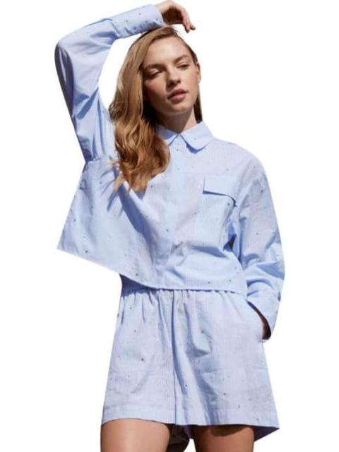 BLUSA CROP TOP CON PEDRERIA AZUL HOLLY LAND