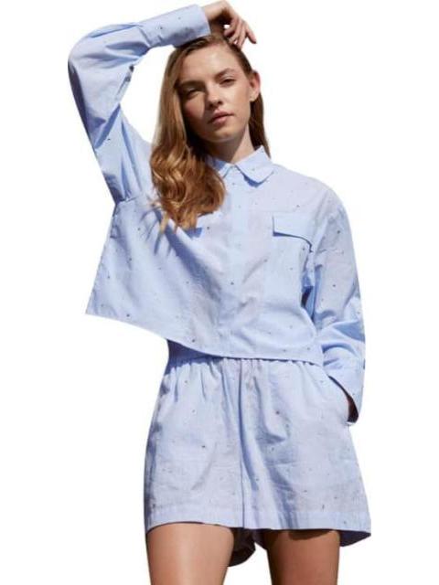 BLUSA CROP TOP CON PEDRERIA AZUL HOLLY LAND