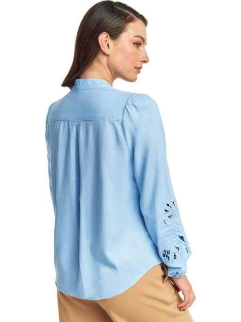 CAMISA BORDADA AZUL HOLLY LAND