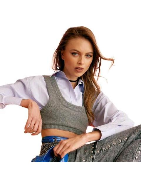 CAMISA CROP AZUL HOLLY LAND