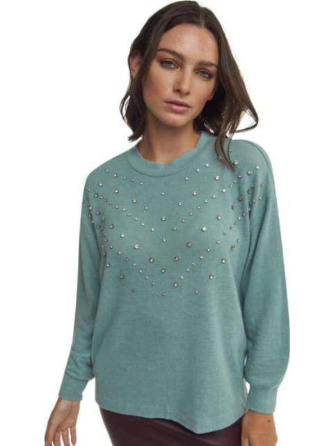 BLUSA CON PEDRERIA AZUL MENTA HOLLY LAND