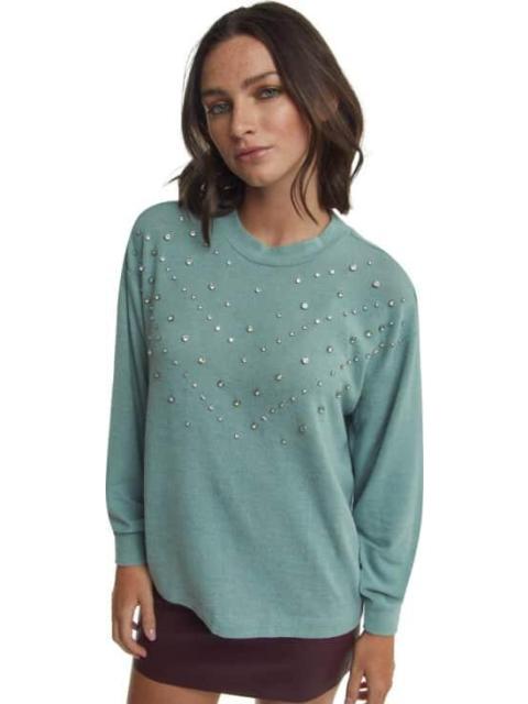 BLUSA CON PEDRERIA AZUL MENTA HOLLY LAND