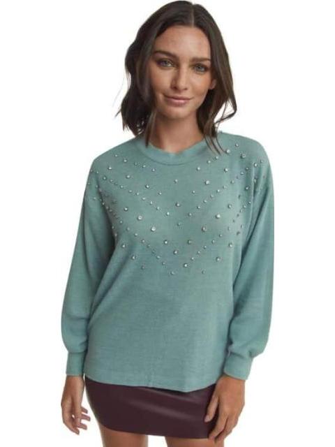 BLUSA CON PEDRERIA AZUL MENTA HOLLY LAND