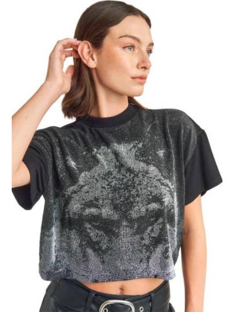 PLAYERA CROP NEGRO HOLLY LAND