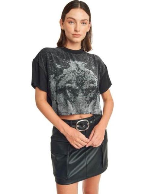 PLAYERA CROP NEGRO HOLLY LAND
