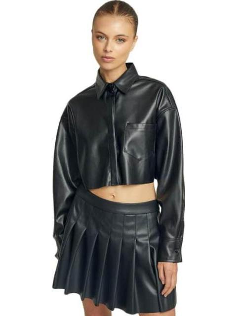 CAMISA CROP EFECTO PIEL NEGRO HOLLY LAND