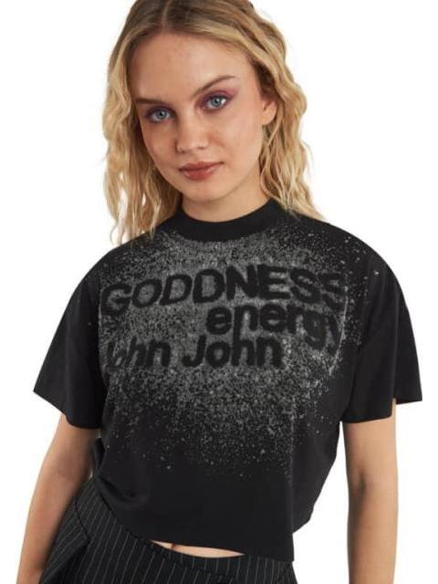PLAYERA CROP NEGRO SANTA LOLA